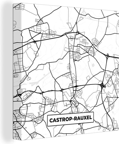 Canvas Schilderij Plattegrond - Kaart - Castrop-Rauxel - Stadskaart - 20x20 cm - Wanddecoratie
