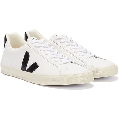 Veja Esplar Leather Damestrainers - (Extra Wit/Zwart)