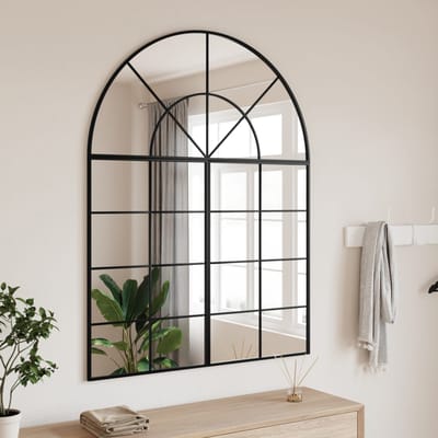 vidaXL - Wandspiegel - boog - 100x130 - cm - ijzer - zwart