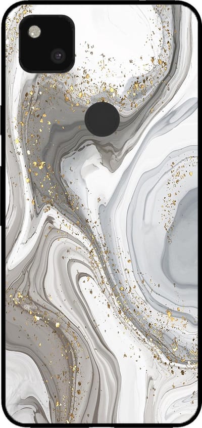 Smartphonica Telefoonhoesje voor Google Pixel 4A met marmer opdruk - TPU backcover case marble design - Zilver geschikt voor Google Pixel 4A