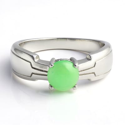 Cavill - Herenring 925 Sterling Zilver - Keizerlijk Chrysopraas 1,06 ct Ronde Cabochon - Duurzame Elegante Zilveren Ring Maat 20