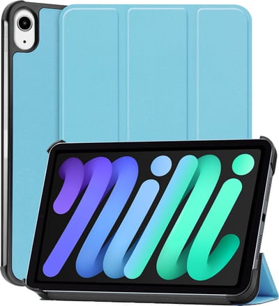 Hoesje - Geschikt voor Apple iPad Mini 7 (2024) - 8.3 inch - 7e Generatie - Dun & Stevig - Hardcover Book Case - Trifold Bookcase Hoes - Hard Cover - Tablethoes - Lichtblauw