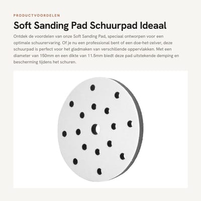Dailygoods- Schuurpad Zacht - Diameter 150 mm - 17 Gaten - Bufferspons - Pneumatische/Electric Polijstmachines - Schade Vermindering - Polijstpad