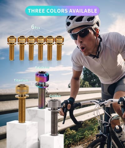 Dailygoods- Fietsstuurpenbouten 6 Stuks - Titaniumlegering M5 x 18 mm - Corrosiebestendig - Lichtgewicht - Hoge sterkte - Uniek ontwerp - Fietsbout