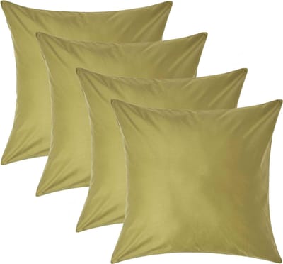 Homescapes Luxe Satijn Kussensloop 60x60 cm – Olijfgroen – Set van 4 – 100% Egyptisch Katoen Satijn – Draaddichtheid 1000