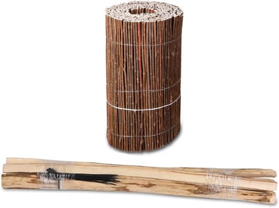 Wilgenmat Gazonrand - Rolhek Tuindecoratie - Tuin Vormgeven - Weerbestendig Natuurproduct - 40 cm Hoog - Bruin