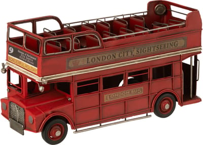 J-Line decoratie Bus Antiek - metaal - rood