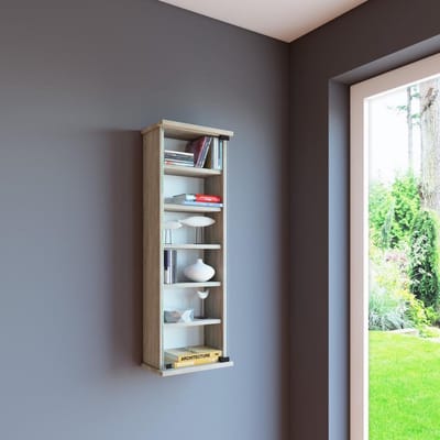 Houten CD DVD wandplank Hangende plank Wandkast Wandvitrinekast Loposa glazen deur