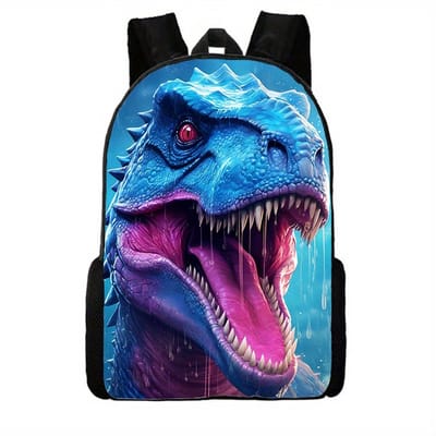 Dino Rugzak | Dinopatroon Rugtas | Dieren Rugzak | Rugzak Jongens | Mooie rugzakken met Dino | 15 - 20 liter | Kinder Rugzak | Blauw