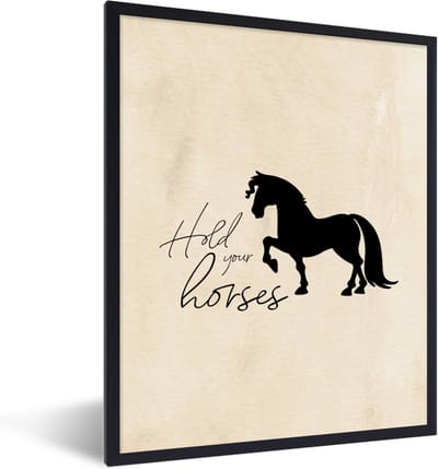 Fotolijst incl. Poster - Paarden - Quotes - Hold your horses - Spreuken - 30x40 cm - Posterlijst