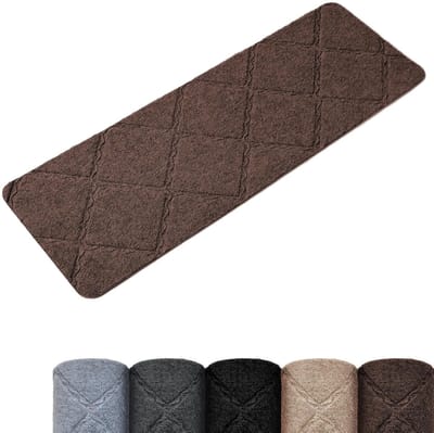 Antislip traptredematten - veilig en comfortabel - set van 1 - grijs - polyester - 55cm x 19cm