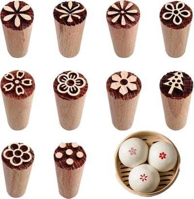 Houten stempels, kleistempels, stempels voor klei en keramiek, stempelset, kleistempels, motiefstempels, handgesneden houten stempels, voor DIY klei en keramiek voor deeg, gebak, klei