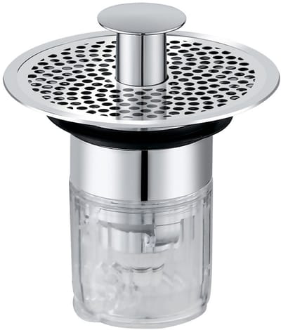 Badkamer wastafelstop, 34-40 mm, universele pop-up wastafelstop voor keuken en badkamer, wastafelstop met anti-verstoppings- en anti-geurfilter, zilver, verwijderbaar filter