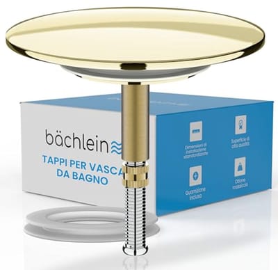 Universele badstop voor standaard badkuipen - Afvoerplug met vervangingsdichting - Gouden kleur