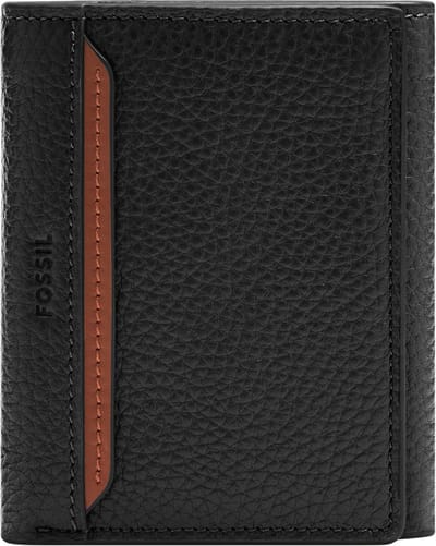 FOSSIL Portemonnee Huntington Trifold Black Zwart