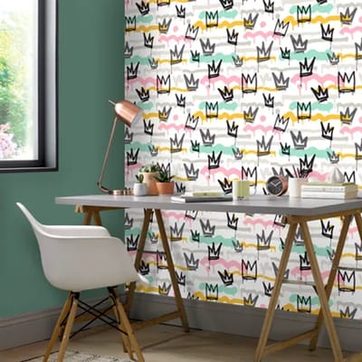 Vliesbehang Friends & Coffee 16621 - Zwart - Wit - Mintgroen - Roze - Zandgrijs - 10,05m X 53cm