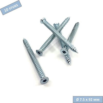 UFAST kozijnschroef Ø 7.5 x 92 mm - Platte kop - Verzinkt - Torx - 10 stuks