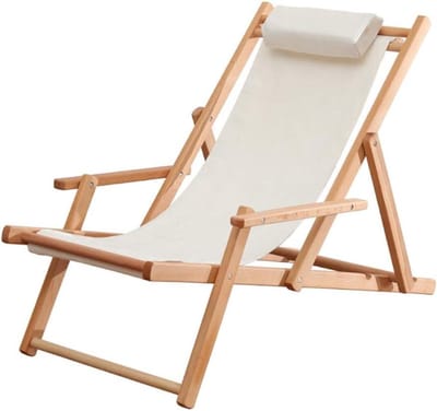 Houten Ligstoel - Relaxstoel Tuinstoel - Buiten Ontspannen - Zwaartekrachtloos Ontwerp - Max 150KG - Wit