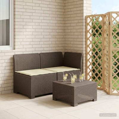 vidaXL - Twee-zits - Tuin - Sofa - met - Kussens - Rieten - Look - 2-zits - PP