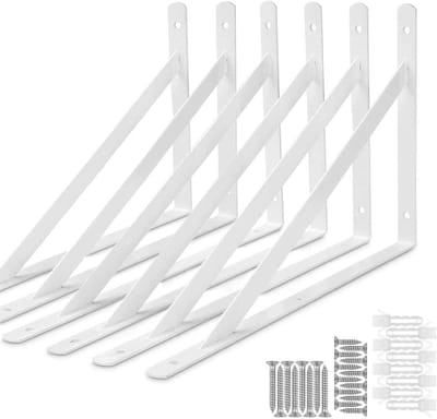 Hoekplankenset van 6 Stukken, Driehoekig 90° Staal, 400 mm x 250 mm, Inclusief Schroeven en Ankers voor Stevige Wandmontage
