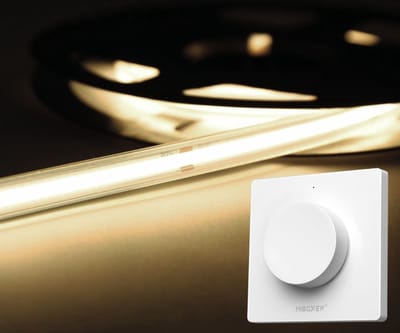 LED Strip COB - 10 Meter - Complete Set - 4000k - Neutraal Wit - 24V - IP65 Waterdicht - 480LED/m - Met Draadloze Mi-Light(MiBoxer) wanddimmer(Wit)