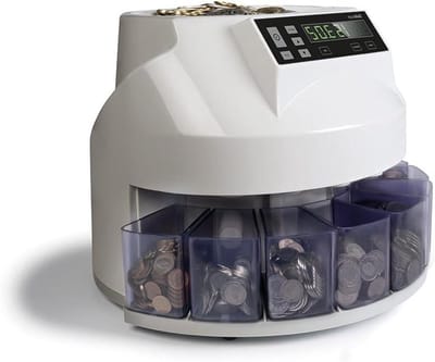 Muntenteller Sorteerder - Geldtelmachine Munt - Snel Geld Tellen - Telt Gesorteerd - 35.5 x 33 x 26.6 cm - Wit