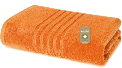 Lavea® 1 Saunahanddoek 80x200 cm van 100% biologisch katoenen badstof, zacht en absorberend, voor thuis, hotel en spa – ook ideaal als douchehanddoek – Oranje
