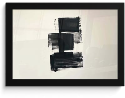 Poster in lijst - Fotolijst 30x20 cm - Posters - Rechthoeken - Penseelstreken - Abstract - Zwart - Posterlijst zwart - Decoratie - Wanddecoratie woonkamer - Muurdecoratie slaapkamer