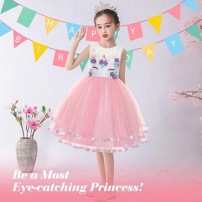 Eenhoorn Kostuum voor Meisjes - Deluxe Jurk met Sieraden Accessoires voor Feesten en Cosplay