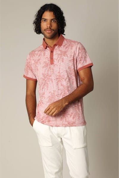 DEELUXE Poloshirt van verweerde tropische stof met contrasterende kraag en mouwen M