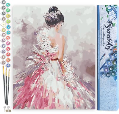 Figured'Art Schilderen op Nummer Volwassenen canvas Mooie vrouw van achteren- Handwerk acrylverf Kit DIY Compleet - 40x50cm zonder frame