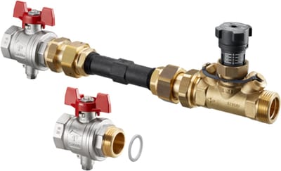 OVENTROP Warmtemeteraansluitset voor Multidis SF met Hycocon VTZ DN 20, doorstroomvorm, kogelkranen DN 25, 1404581