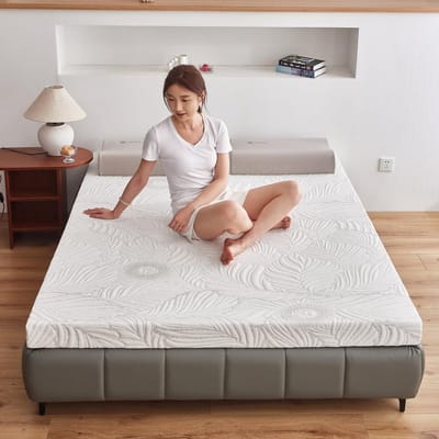 Matras Topper - Vloermatras Futon - Comfortabel Slapen - Geheugenschuim Vulling - 90x200cm 8cm - Wit