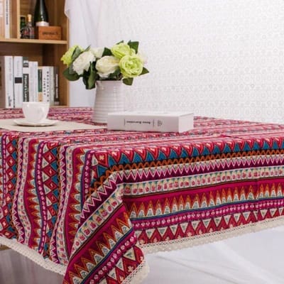 Katoen Linnen Gestreept Bureauhoes Hotel Eettafelkleed Stofhoes Doek Huishoudelijk Stofdicht Decoratief Etnisch Tafelkleed 60x60cm