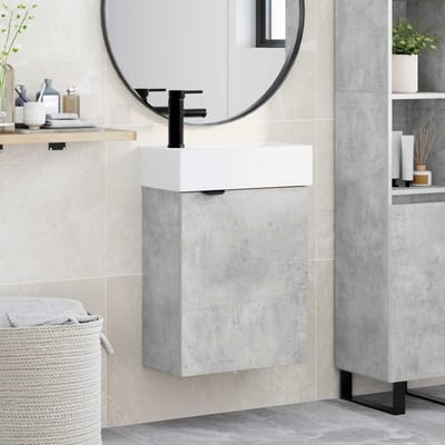 vidaXL - Badkamermeubel - met - kraan - Betongrijs - 45,5 - x - 22,5 - x - 84 - cm