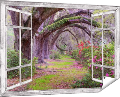 Gards Tuinposter Doorkijk Sprookjesbos - 150x100 cm - Tuindoek - Tuindecoratie - Wanddecoratie buiten - Tuinschilderij