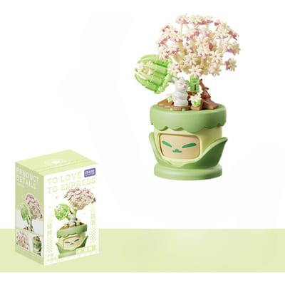 Blocs de construction de langage de fleurs émotionnelles Bouquets Plantes en pot Ornements de bureau Jouets assemblés à microparticules Cadeaux de vacances pour filles 10*4*4cm