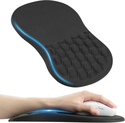 Ergonomische Muismat voor Polspijn - Geheugenfoam, Massagepunten, Antislip Onderkant, 30 x 20 cm voor Kantoor, Gaming en Thuiswerk