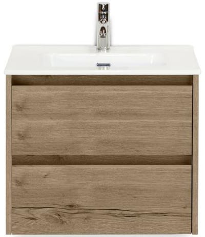 Dante Badmeubelset 60 cm - Natuur Eiken - Keramische Wastafel Wit Cover