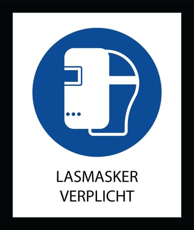 Bord ISO7010 Geboden Lasmasker verplicht 20 x 24 cm