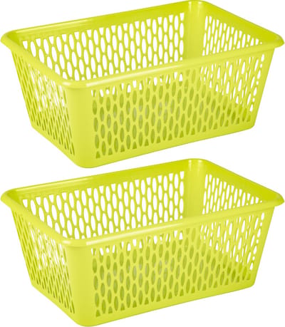 Plasticforte opbergmand/kastmandje - 2x - 13 liter - groen - kunststof - 26 x 37 x 14 cm
