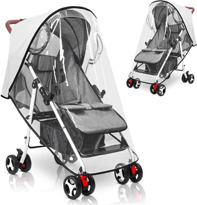 Dailygoods - HOTUT Universele Regenhoes voor Kinderwagen, Kinderwagen Regenhoes met Ademend Ventilatiegaas, Transparant Universele Regenhoes voor Buggy, voor Winddicht, Bescherming Tegen Stof en Sneeu
