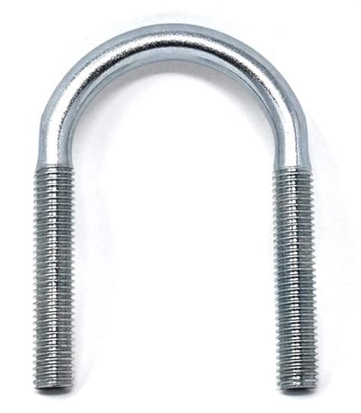 4 x schroef DIN 3570 ronde stalen beugel, M10 x Ø 30-33.7 mm, geschroefde beugel, gegalvaniseerd, U-bouten