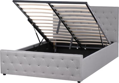 AMIENS - Bed met opbergruimte - Lichtgrijs - 140 x 200 cm - Polyester