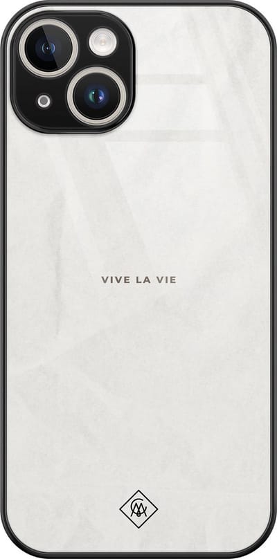 Casimoda® hoesje - Geschikt voor iPhone 13 - Vive La Vie - Luxe Hard Case Zwart - Backcover telefoonhoesje - Grijs