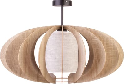Licht-Erlebnisse - Tariro - Plafonnière - E27 - van - Metaal hout stof - in - Zwart eiken beige