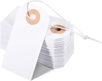 Hangtag - 100 Stuks - Multifunctioneel Labe - Papier - Beschrijfbaar - Cadeaulabels - Kaarten - Bedankkaart - Te gebruiken voor cadeaubonnen, zelfgemaakte bedankkaartjes, feestuitnodigingen - 7*3.5 cm - Wit