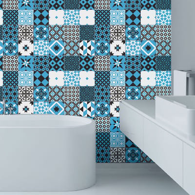 Zelfklevende tegelmuurstickers voor keuken en badkamer - 24 tegelstickers, Azulejos Ranjita-patroon - 24 stickers, 15x15 cm