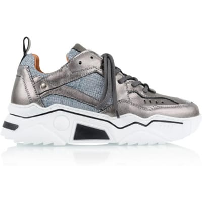 DWRS® Dames Sneakers - Grijs - 80% Leer - Maat 37