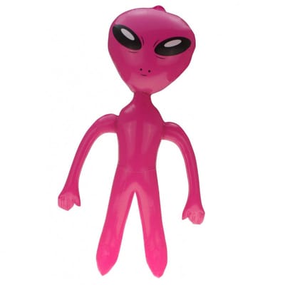 Opblaasbaar alien figuur - roze - 60 cm - uit space/de ruimte - buitenaards leven poppen - decoratie - aliens